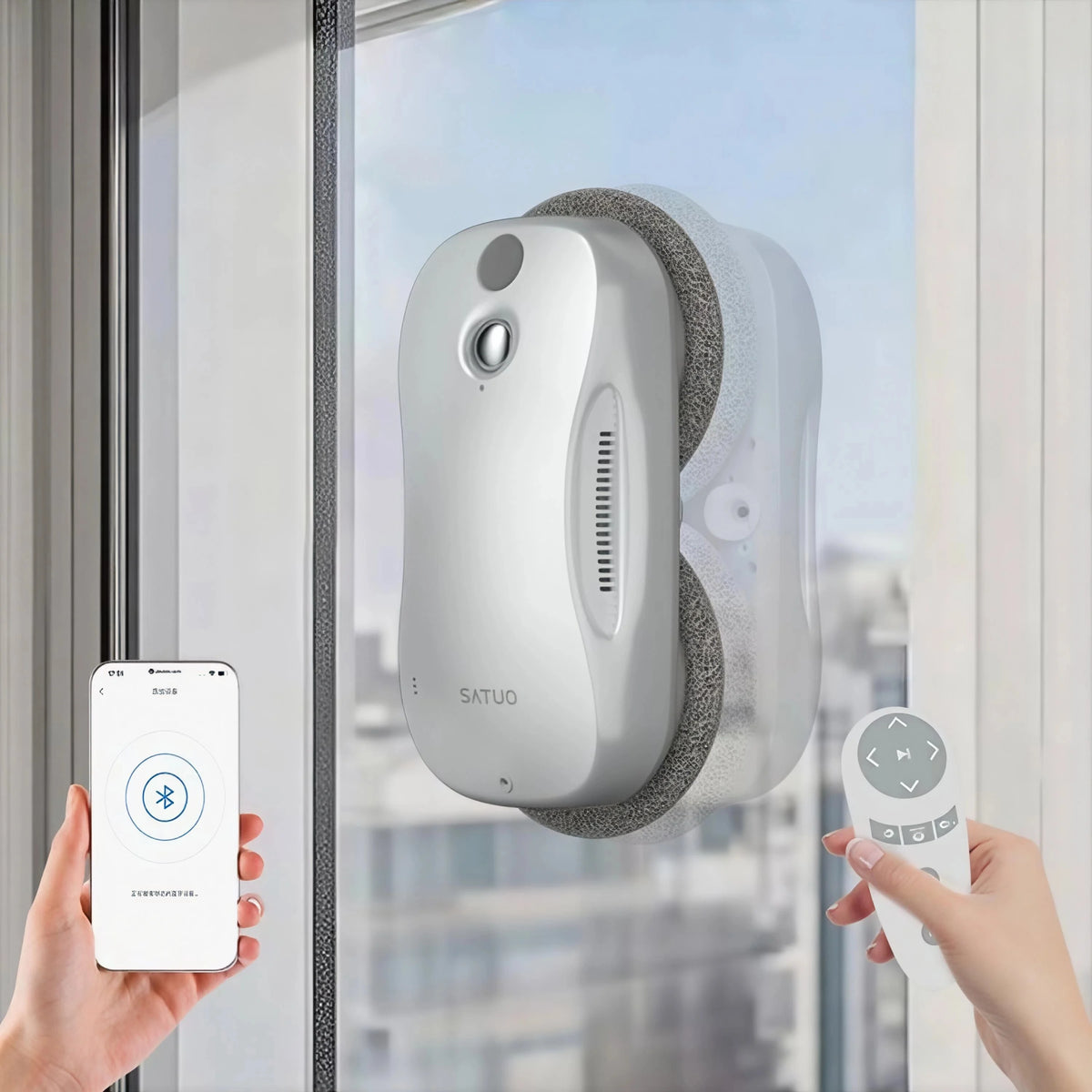1W1000 Automatic Window Cleaner Robot Ultrasonic Spray 2 fl oz Grey