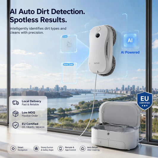 1W1000 Automatic Window Cleaner Robot Ultrasonic Spray 2 fl oz Grey