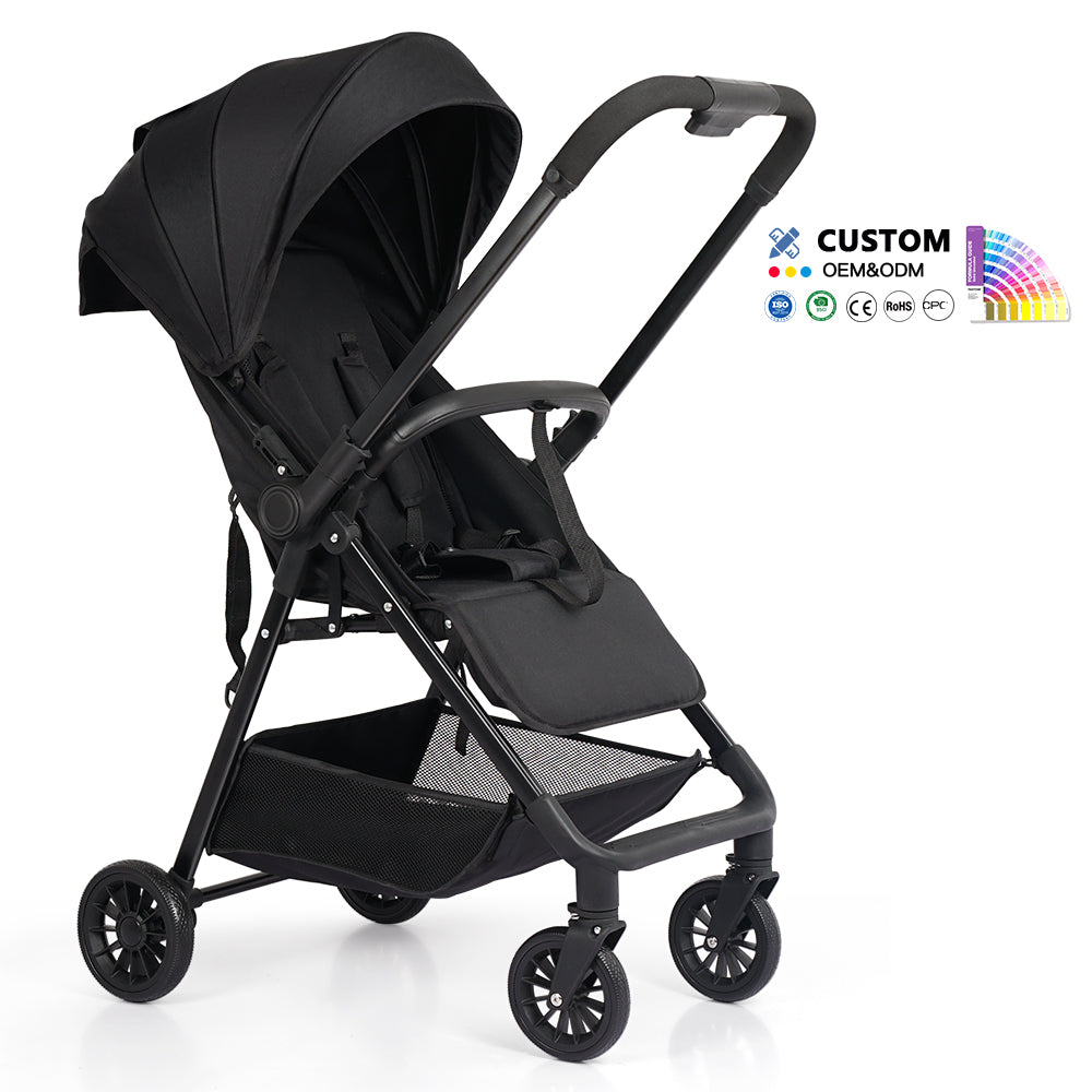 Wholesale Oem Odm Baby Stroller Buggy Pram Reversible Handle Adjustable Backrest Oxford Fabric Stainless Steel Frame 20kg Load